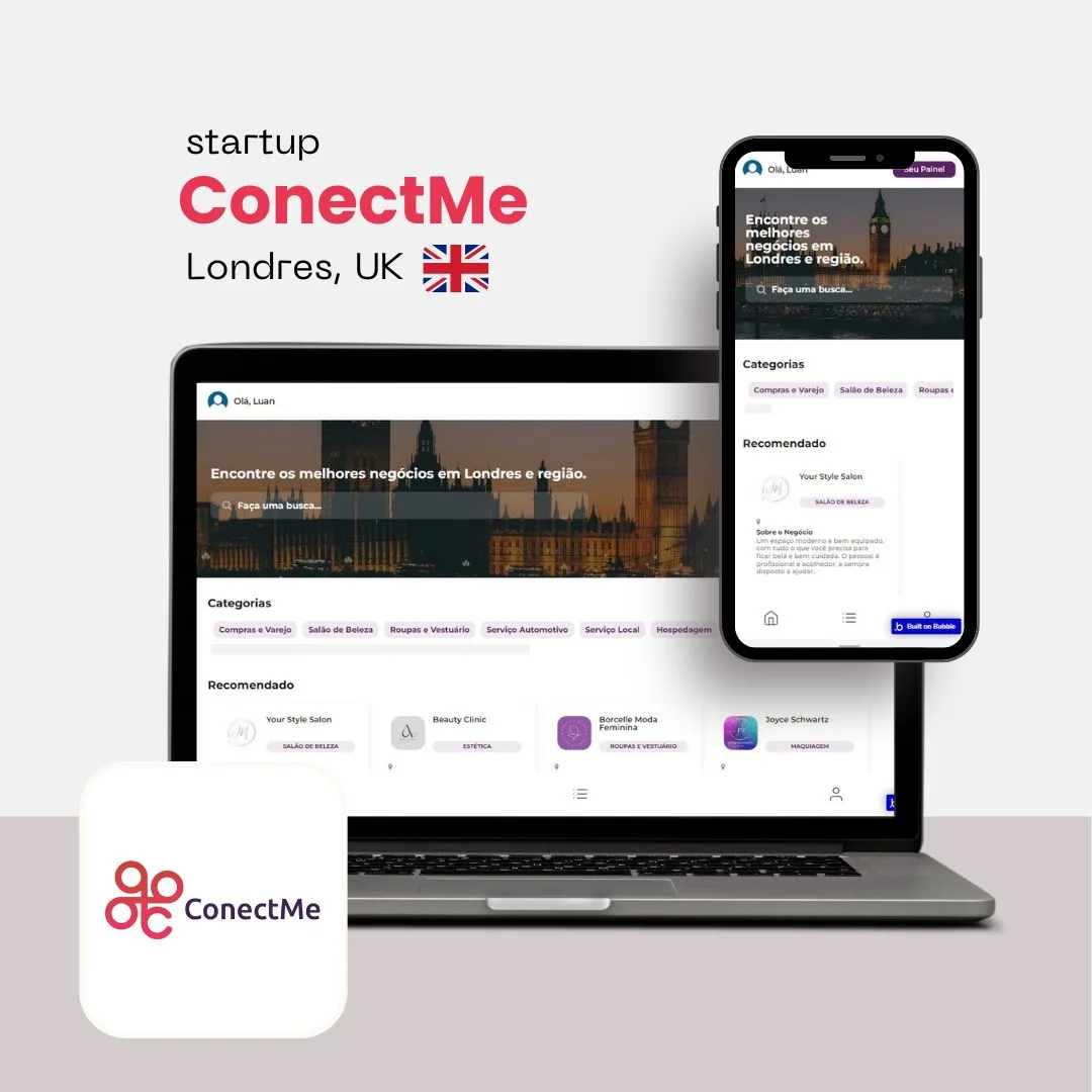 Mockup do aplicativo Startup ConectMe.Co